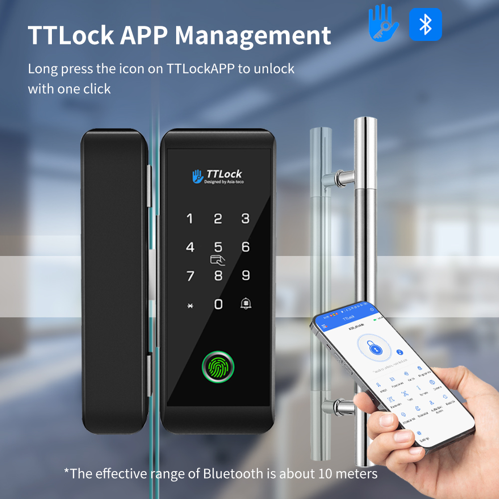 Glass Door Hinge - TTLOCK умный стеклянный замок распознавание отпечатков